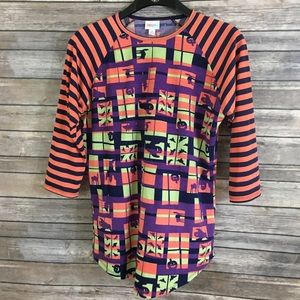 EUC LLR Halloween print Raglan sleeve tee